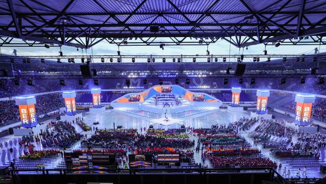 (250717) -- DUISBURG, July 17, 2025 (Xinhua) -- Photo taken on July 16, 2025 shows the opening ceremony of the Rhine-Ruhr 2025 FISU World University Games in Duisburg, Germany. (Xinhua/Zhang Fan)