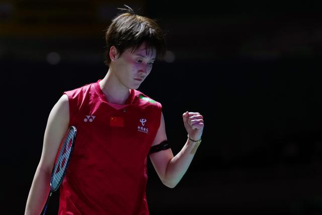 (250717) -- TOKYO, July 17, 2025 (Xinhua) -- Chen Yufei celebrates scoring during the women's singles round of 16 match between Chen Yufei of China and Michelle Li of Canada at the Japan Badminton Open 2025 in Tokyo, Japan, July 17, 2025. (Xinhua/Jia Haocheng)