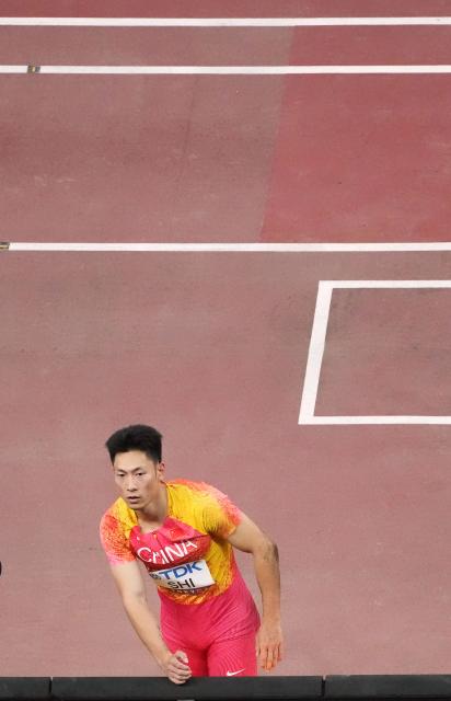 (250918) -- TOKYO, Sept. 18, 2025 (Xinhua) -- Shi Yuhao of China reacts during the men's long jump final at the 2025 World Athletics Championships in Tokyo, Japan, Sept. 17, 2025. (Xinhua/Li Gang)