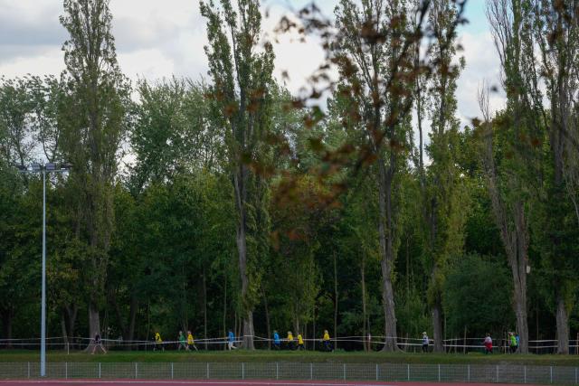 (250918) -- WARSAW, Sept. 18, 2025 (Xinhua) -- Participants compete in the Nordic walking match of the 7th Warsaw Senior Olympics in Warsaw, Poland on Sept. 17, 2025. The Warsaw Senior Olympics, an annual sporting event for people aged 60 and above, runs this year from September 14 to 20. (Photo by Jaap Arriens/Xinhua)