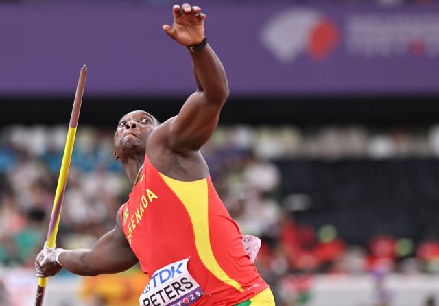 (250918) -- TOKYO, Sept. 18, 2025 (Xinhua) -- Anderson Peters of Grenada competes during the men's javelin throw final at the 2025 World Athletics Championships in Tokyo, Japan, Sept. 18, 2025. (Xinhua/Song Yanhua)