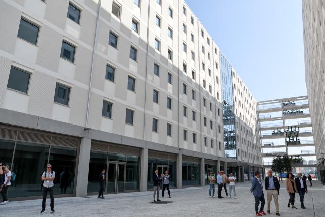 (250918) -- MILAN, Sept. 18, 2025 (Xinhua) -- Photo taken on Sept. 18, 2025 shows a scene of the Milano Cortina 2026 Olympic and Paralympic Village in Milan, Italy. (Xinhua/Li Jing)