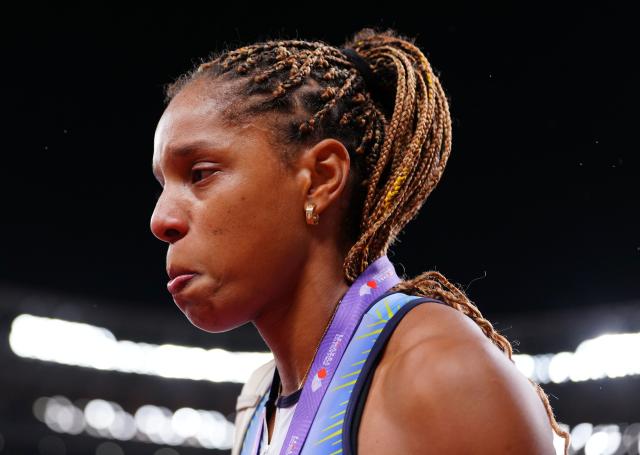 (250918) -- TOKYO, Sept. 18, 2025 (Xinhua) -- Yulimar Rojas of Venezuela reacts after the women's triple jump final at the 2025 World Athletics Championships in Tokyo, Japan, Sept. 18, 2025. (Xinhua/Jia Haocheng)