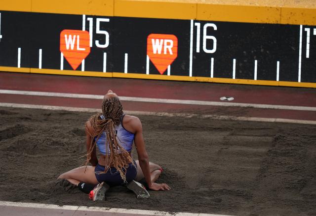 (250918) -- TOKYO, Sept. 18, 2025 (Xinhua) -- Yulimar Rojas of Venezuela competes during the women's triple jump final at the 2025 World Athletics Championships in Tokyo, Japan, Sept. 18, 2025. (Xinhua/Ju Huanzong)