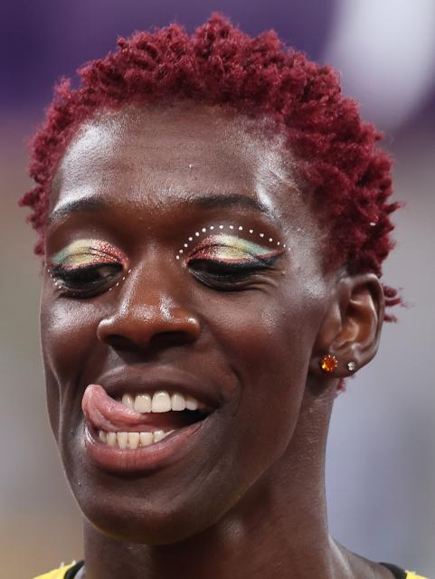 (250918) -- TOKYO, Sept. 18, 2025 (Xinhua) -- Fatoumata Balley of Guinea reacts during the women's high jump qualfication at the 2025 World Athletics Championships in Tokyo, Japan, Sept. 18, 2025. (Xinhua/Jia Haocheng)