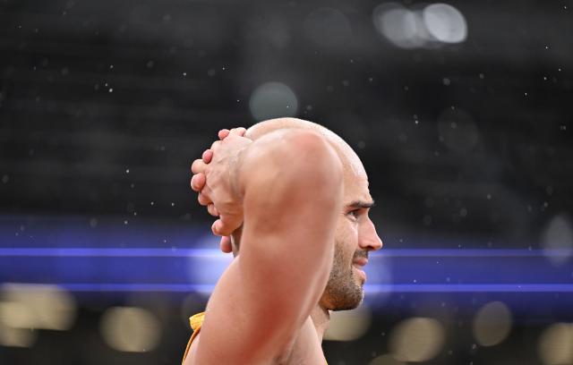 (250919) -- TOKYO, Sept. 19, 2025 (Xinhua) -- Julian Weber of Germany reacts during the men's javelin throw final at the 2025 World Athletics Championships in Tokyo, Japan, Sept. 18, 2025. (Xinhua/Song Yanhua)