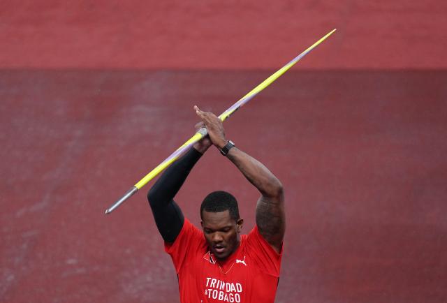 (250919) -- TOKYO, Sept. 19, 2025 (Xinhua) -- Keshorn Walcott of Trinidad and Tobago competes during the men's javelin throw final at the 2025 World Athletics Championships in Tokyo, Japan, Sept. 18, 2025. (Xinhua/Ju Huanzong)