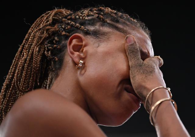 (250919) -- TOKYO, Sept. 19, 2025 (Xinhua) -- Bronze medalist Yulimar Rojas of Venezuela reacts after the women's triple jump final at the 2025 World Athletics Championships in Tokyo, Japan, Sept. 18, 2025. (Xinhua/Song Yanhua)