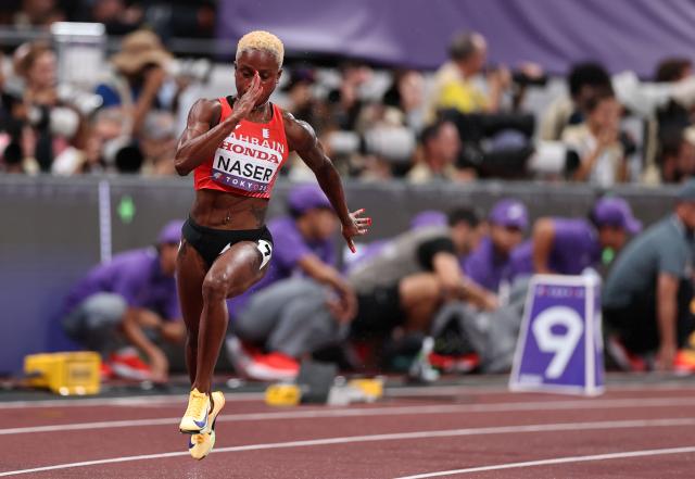 (250919) -- TOKYO, Sept. 19, 2025 (Xinhua) -- Salwa Eid Naser of Bahrain competes during the women's 400m final at the 2025 World Athletics Championships in Tokyo, Japan, Sept. 18, 2025. (Xinhua/Jia Haocheng)