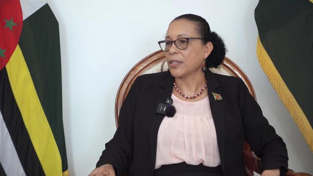 (251011) -- ROSEAU, Oct. 11, 2025 (Xinhua) -- President of the Commonwealth of Dominica Sylvanie Burton speaks during an exclusive interview with Xinhua in Roseau, capital of Dominica, Oct. 6, 2025. TO GO WITH "Interview: "I look forward to learning from China's experience at Global Leaders' Meeting on Women," says Dominican president" (Photo by Douglas Martinez/Xinhua)