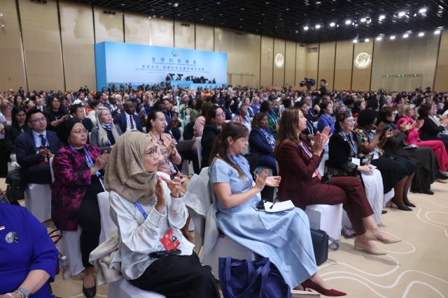 (251013) -- BEIJING, Oct. 13, 2025 (Xinhua) -- Participants attend the opening ceremony of the Global Leaders' Meeting on Women in Beijing, capital of China, Oct. 13, 2025. The Global Leaders' Meeting on Women was held in Beijing on Monday. (Xinhua/Liu Weibing)