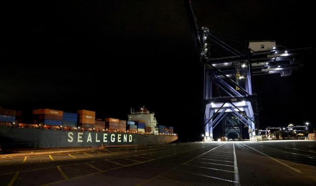 (251014) -- FELIXSTOWE, Oct. 14, 2025 (Xinhua) -- This photo taken on Oct. 13, 2025 shows the "Istanbul Bridge," the first vessel on the China-Europe Arctic container express route, arriving at Port of Felixstowe in Britain. After a 20-day voyage, the first vessel on the China-Europe Arctic container express route arrived Monday night at the Port of Felixstowe in east England.
   The route offers a clear time advantage versus roughly 25 days by the China-Europe Railway Express, about 40 days via the Suez Canal and some 50 days around the Cape of Good Hope.
   Named "Istanbul Bridge," the container ship departed from the Ningbo-Zhoushan Port in east China, carrying about 4,000 twenty-foot equivalent units (TEUs) of cargo. It will discharge its load at ports in Britain, Germany, Poland and the Netherlands. (Xinhua/Li Ying)