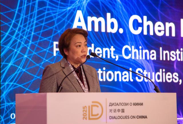(251016) -- BELGRADE, Oct. 16, 2025 (Xinhua) -- Chen Bo, president of the China Institute of International Studies (CIIS) and former Chinese ambassador to Serbia, addresses the opening ceremony of the Fifth International Conference "Dialogues on China 2025" in Belgrade, Serbia, Oct. 15, 2025.
  One of Europe's major academic gatherings dedicated to Chinese foreign policy and global geopolitical change opened Wednesday in Belgrade, bringing together more than 130 researchers from 34 countries.
   The Fifth International Conference "Dialogues on China 2025" is a two-day forum co-organized by the Institute of International Politics and Economics (IIPE) in Belgrade and the China Institute of International Studies (CIIS) in Beijing. Themed "Recalibrating the Global Compass: China and a Shared Future in a Fragmented World," discussions at this year's forum are focused on China's role in global politics, multilateral cooperation, and economic relations. (Xinhua/Shi Zhongyu)