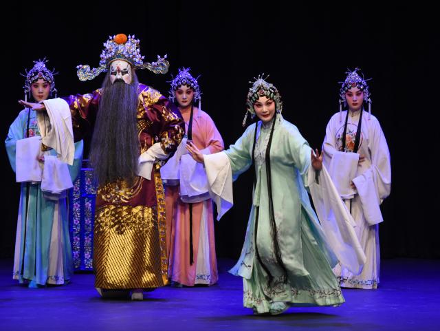 (251016) -- EISENSTADT, Oct. 16, 2025 (Xinhua) -- Actors perform in a Qinqiang opera in Eisenstadt, Austria, Oct. 16, 2025. As a part of the ongoing 2025 Chinese opera season, a Qinqiang Opera performance, a genre of traditional Chinese folk opera popular in northwest China, was put on in Eisenstadt, Austria on Thursday. (Xinhua/He Canling)