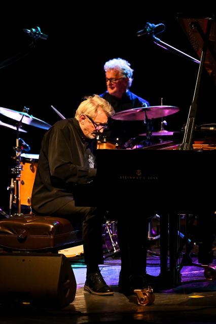 (251017) -- SKOPJE, Oct. 17, 2025 (Xinhua) -- Andrzej Jagodzinski Trio performs at the opening of the 44th Skopje Jazz Festival, in Skopje, North Macedonia, Oct. 16, 2025. (Photo by Tomislav Georgiev/Xinhua)