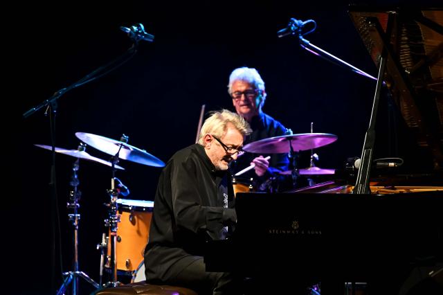 (251017) -- SKOPJE, Oct. 17, 2025 (Xinhua) -- Andrzej Jagodzinski Trio performs at the opening of the 44th Skopje Jazz Festival, in Skopje, North Macedonia, Oct. 16, 2025. (Photo by Tomislav Georgiev/Xinhua)