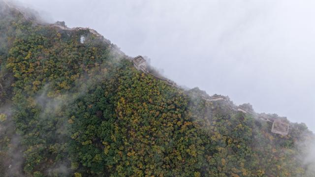 (251017) -- BEIJING, Oct. 17, 2025 (Xinhua) -- An aerial drone photo taken on Oct. 17, 2025 shows a view of the Simatai section of the Great Wall in Beijing, capital of China. (Photo by Zhou Wanping/Xinhua)