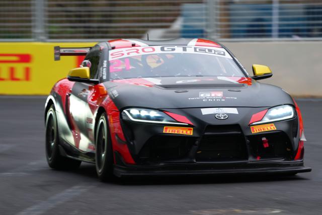 (251018) -- BEIJING, Oct. 18, 2025 (Xinhua) -- Toyota Gazoo Racing China's Chinese driver Wang Hao competes during the qualifying session of SRO GT Cup at the Beijing Street Circuit in Beijing Economic-Technological Development Area (E-Town) of Beijing, China, Oct. 18, 2025. (Xinhua/Zheng Huansong)
