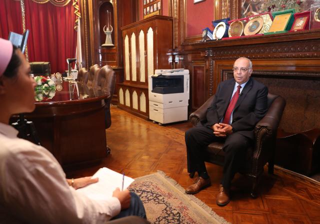 (251020) -- CAIRO, Oct. 20, 2025 (Xinhua) -- Hosam Shawky, president of the Egypt's Desert Research Center (DRC), receives an interview with Xinhua in Cairo, Egypt, Oct. 19, 2025. TO GO WITH "Interview: Egyptian official eyes closer cooperation with China to combat desertification, enhance water security " (Xinhua/Sui Xiankai)