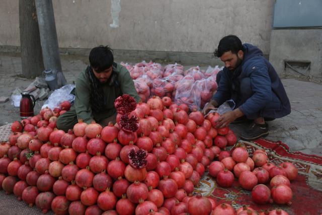 (251022) -- KABUL, Oct. 22, 2025 (Xinhua) -- Pomegranates for sale are pictured in Kabul, capital of Afghanistan, Oct. 22, 2025. (Photo by Saifurahman Safi/Xinhua)