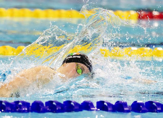 (251025) -- TORONTO, Oct. 25, 2025 (Xinhua) -- Ellen Walshe of Ireland competes during the women's 400m medley final at the World Aquatics Swimming World Cup 2025 in Toronto, Canada, on Oct. 24, 2025. (Photo by Zou Zheng/Xinhua)