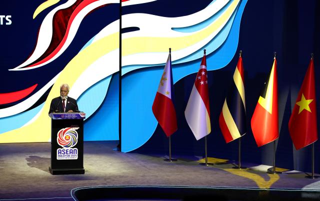 (251026) -- KUALA LUMPUR, Oct. 26, 2025 (Xinhua) -- Timor-Leste's Prime Minister Xanana Gusmao delivers a speech during the 47th Association of Southeast Asian Nations (ASEAN) Summit and related summits in Kuala Lumpur, Malaysia, Oct. 26, 2025.
  The 47th ASEAN Summit and related summits kicked off in Kuala Lumpur, Malaysia, on Sunday under the theme "Inclusivity and Sustainability." (Xinhua/Cen Yunpeng)