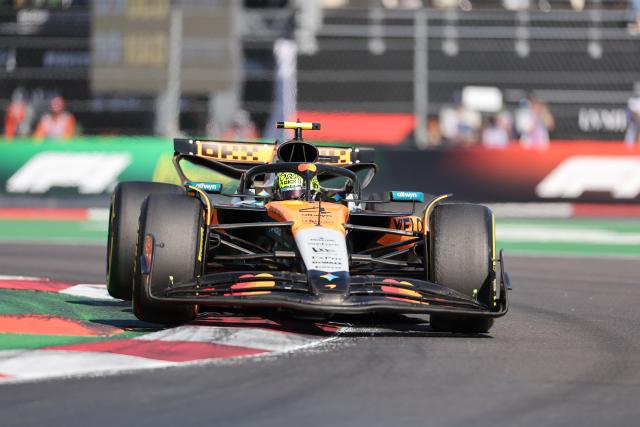 (251027) -- MEXICO CITY, Oct. 27, 2025 (Xinhua) -- McLaren's British driver Lando Norris competes during the Formula One Mexico Grand Prix at the Hermanos Rodriguez Circuit in Mexico City, Mexico, Oct. 26, 2025. (Xinhua/Li Mengxin)