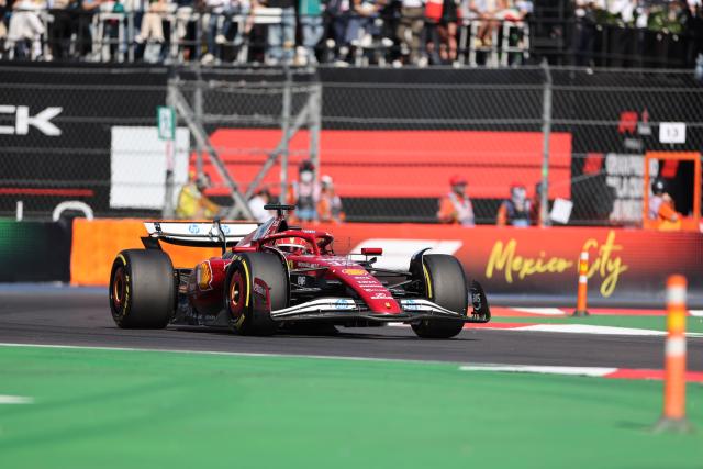 (251027) -- MEXICO CITY, Oct. 27, 2025 (Xinhua) -- Ferrari's Monegasque driver Charles Leclerc competes during the Formula One Mexico Grand Prix at the Hermanos Rodriguez Circuit in Mexico City, Mexico, Oct. 26, 2025. (Xinhua/Li Mengxin)
