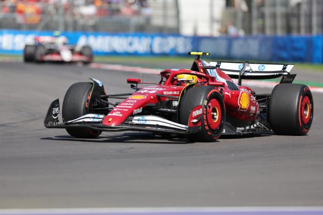 (251027) -- MEXICO CITY, Oct. 27, 2025 (Xinhua) -- Ferrari's British driver Lewis Hamilton competes during the Formula One Mexico Grand Prix at the Hermanos Rodriguez Circuit in Mexico City, Mexico, Oct. 26, 2025. (Xinhua/Li Mengxin)