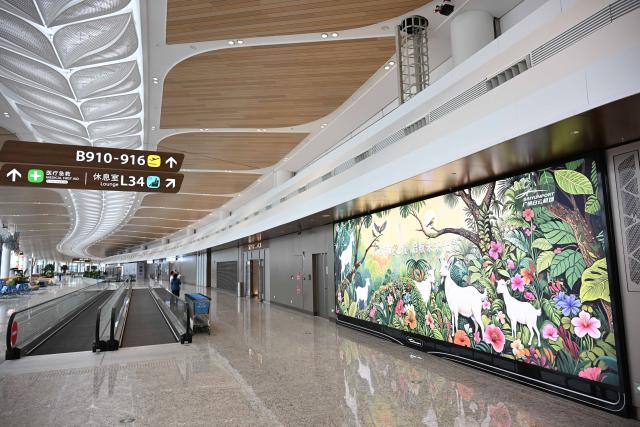 (251030) -- GUANGZHOU, Oct. 30, 2025 (Xinhua) -- This photo taken on Oct. 30, 2025 shows an interior view of Guangzhou Baiyun International Airport Terminal 3 in Guangzhou, south China's Guangdong Province. The Baiyun airport in Guangzhou, capital of south China's Guangdong Province, on Thursday officially put into operation its Terminal 3 and fifth runway, making it China's first civil airport to operate five commercial runways.
  The expansion of the Guangzhou Baiyun International Airport, one of the country's three major international aviation hubs, is another step toward building a world-class airport cluster in the Guangdong-Hong Kong-Macao Greater Bay Area.
  In the near future, the airport will be able to handle 120 million passengers and 3.8 million tonnes of cargo and mail. With a terminal capacity of 140 million passengers and 6 million tonnes of cargo, it will be among the world's busiest airports in both categories.
  The expansion project took five years and cost 53.77 billion yuan (about 7.6 billion U.S. dollars). It also includes an integrated transport center designed to improve air, rail and road connectivity. (Xinhua/Deng Hua)