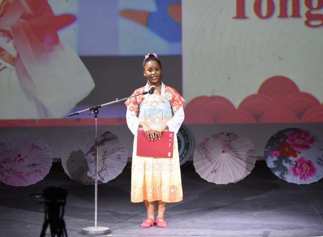 (251030) -- GABORONE, Oct. 30, 2025 (Xinhua) -- A performer participates in a cultural event named "My Story with China" in Gaborone, Botswana, Oct. 29, 2025. The cultural event celebrating the 50th anniversary of the establishment of diplomatic ties between China and Botswana was held here on Wednesday. (Photo by Tshekiso Tebalo/Xinhua)