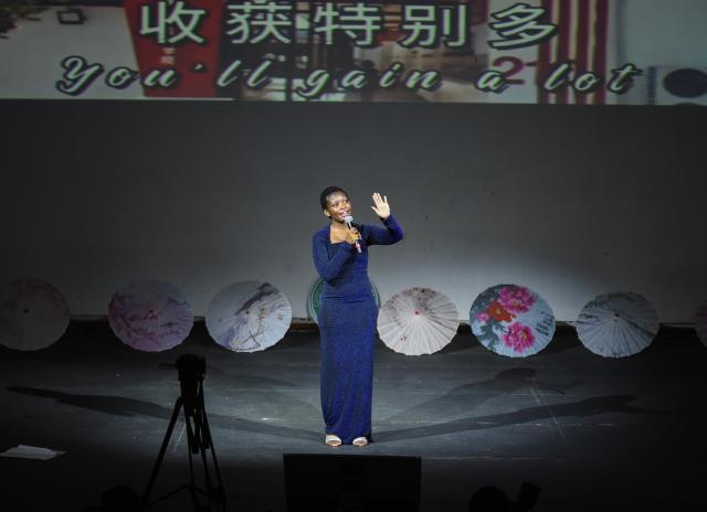 (251030) -- GABORONE, Oct. 30, 2025 (Xinhua) -- A performer participates in a cultural event named "My Story with China" in Gaborone, Botswana, Oct. 29, 2025. The cultural event celebrating the 50th anniversary of the establishment of diplomatic ties between China and Botswana was held here on Wednesday. (Photo by Tshekiso Tebalo/Xinhua)