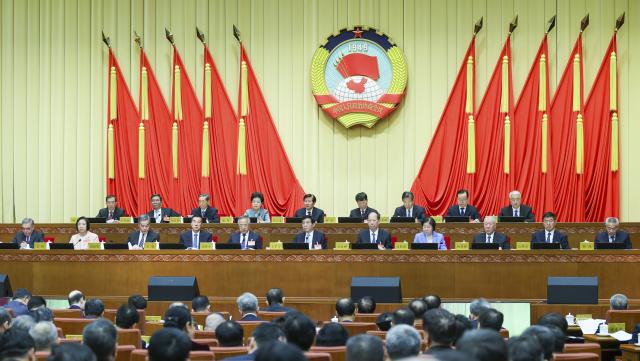 (251101) -- BEIJING, Nov. 1, 2025 (Xinhua) -- Wang Huning, a member of the Standing Committee of the Political Bureau of the Communist Party of China Central Committee and chairman of the Chinese People's Political Consultative Conference (CPPCC) National Committee, attends a plenary meeting of the 14th session of the Standing Committee of the 14th CPPCC National Committee in Beijing, capital of China, Nov. 1, 2025. Fourteen members of the Standing Committee of the CPPCC National Committee addressed the meeting. (Xinhua/Liu Bin)