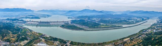 (251102) -- ZIGUI, Nov. 2, 2025 (Xinhua) -- An aerial drone photo taken on Nov. 2, 2025 shows the Three Gorges Dam in Yichang, central China's Hubei Province. The Three Gorges project, the world's largest hydropower project, has generated over 423 billion kWh of electricity since it was officially certified as complete and fully functioning on Nov. 1, 2020. (Photo by Wang Gang/Xinhua)