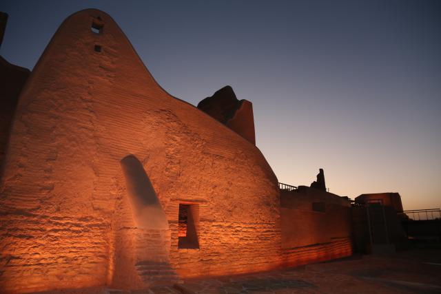 (251103) -- DIRIYAH, Nov. 3, 2025 (Xinhua) -- This photo taken on Oct. 29, 2025 shows the night view of Diriyah in Riyadh, Saudi Arabia. Located a short drive from Riyadh's city center, the Diriyah holds historical significance as the birthplace of the Kingdom of Saudi Arabia, dating back to 1727. (Xinhua/Sha Dati)