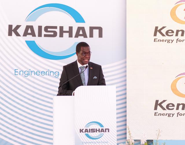 (251103) -- NAIROBI, Nov. 3 (Xinhua) -- Kenyan Cabinet Secretary in the Ministry of Energy and Petroleum Opiyo Wandayi addresses a groundbreaking ceremony for a Chinese-funded green fertilizer project held in Nakuru County, Kenya on Nov. 3, 2025. The groundbreaking ceremony was held Monday in Nakuru County, west-central Kenya, marking a major step toward sustainably boosting the country's agricultural productivity. (Xinhua/Li Yahui)