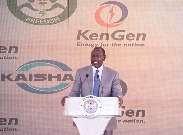 (251103) -- NAIROBI, Nov. 3 (Xinhua) -- Kenyan President William Ruto addresses a groundbreaking ceremony for a Chinese-funded green fertilizer project held in Nakuru County, Kenya on Nov. 3, 2025. The groundbreaking ceremony was held Monday in Nakuru County, west-central Kenya, marking a major step toward sustainably boosting the country's agricultural productivity. (Xinhua/Li Yahui)