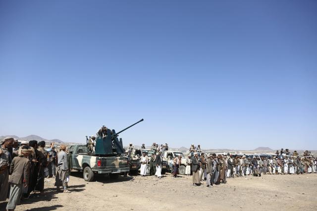 (251103) -- SANAA, Nov. 3, 2025 (Xinhua) -- Yemen's Houthi group fighters and supporters participate a weaponized rally against Israel, at Arhab district north of Sanaa, Yemen, Nov. 3, 2025. The Houthi movement, which controls Yemen's capital Sanaa and much of the northwest, announced a general mobilization on Monday, calling on allied tribes to prepare for a potential Israeli air strike. (Photo by Mohammd Mohammd/Xinhua)