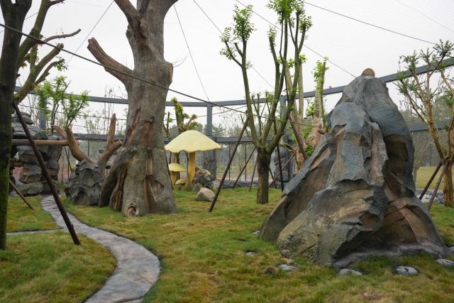 (251104) -- CHENGDU, Nov. 4, 2025 (Xinhua) -- This photo taken on Nov. 4, 2025 shows a view of the Mianyang base of China Conservation and Research Center for the Giant Panda in Mianyang City, southwest China's Sichuan Province. The Mianyang base of China Conservation and Research Center for the Giant Panda, which took three years to build, was put into trial operation on Tuesday. Thirteen pandas from Wolong Shenshuping and Dujiangyan bases of China Conservation and Research Center for the Giant Panda moved into their new home at the newly opened Mianyang base on the day.
   The Mianyang giant panda base, covering an area of about 120 hectares, is located at an ecological park in Mianyang City. The base boasts more than 50 sets of giant panda enclosures with beautiful environment and meeting the requirements of giant panda breeding. (Xinhua/Xu Bingjie)