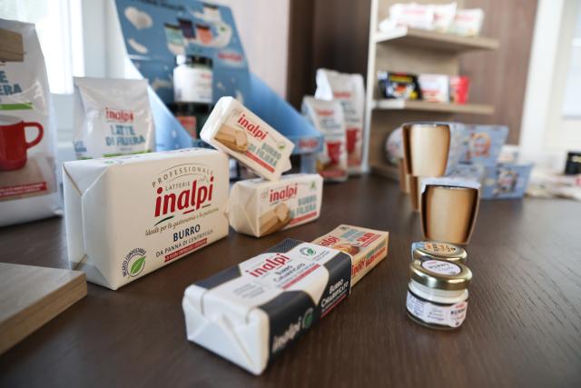 (251104) -- ROME, Nov. 4, 2025 (Xinhua) -- This photo taken on Oct. 30, 2025 shows the products of Inalpi in Moretta, Italy. TO GO WITH "Roundup: Italian agri-food firms eye CIIE as gateway to Chinese market" (Xinhua/Li Jing)