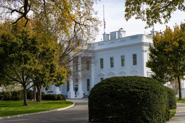 (251104) -- WASHINGTON, Nov. 4, 2025 (Xinhua) -- Photo taken on Nov. 4, 2025 shows the exterior of the White House, in Washington, D.C., the United States. The U.S. Senate on Tuesday again failed to pass a temporary funding bill, marking the 14th unsuccessful attempt, meaning the federal government shutdown is on track to surpass the 35-day record set during the 2018-2019 shutdown and become the longest in U.S. history. (Xinhua/Hu Yousong)