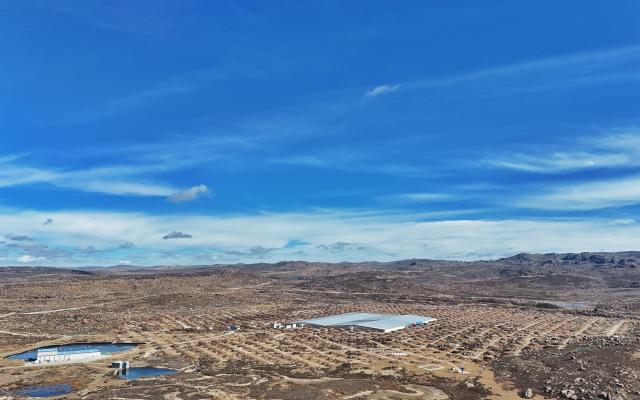 (251106) -- DAOCHENG, Nov. 6, 2025 (Xinhua) -- An aerial drone photo taken on Oct. 28, 2025 shows a view of the Large High Altitude Air Shower Observatory (LHAASO) in Daocheng County, Ganzi Tibetan Autonomous Prefecture, southwest China's Sichuan Province. LHAASO, located at an altitude of 4,410 meters on Mount Haizi in Daocheng County, began regular operations in July 2021. It has since been recognized as a leading international facility with the world's highest sensitivity and accuracy for gamma-ray and cosmic-ray detection. (Xinhua/Liu Kun)
