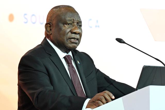 (251106) -- CAPE TOWN, Nov. 6, 2025 (Xinhua) -- South African President Cyril Ramaphosa speaks at the International Women's Forum (IWF) Global Cornerstone Conference in Cape Town, South Africa, Nov. 6, 2025. Ramaphosa has urged world leaders, policymakers, and civil society to unite in defending and advancing the gains made in women's empowerment and gender equality.
TO GO WITH "South African president urges united global effort on women's empowerment " (Photo by Xabiso Mkhabela/Xinhua)