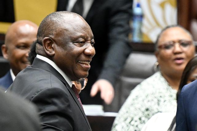 (251106) -- CAPE TOWN, Nov. 6, 2025 (Xinhua) -- South African President Cyril Ramaphosa leaves parliament after a question-and-answer session in the National Assembly in Cape Town, South Africa, Nov. 6, 2025. Ramaphosa said on Thursday that the upcoming Group of 20 (G20) Leaders' Summit is expected to take concrete steps to reform the global financial system while addressing the deepening divide of global wealth and income inequality. (Photo by Xabiso Mkhabela/Xinhua)