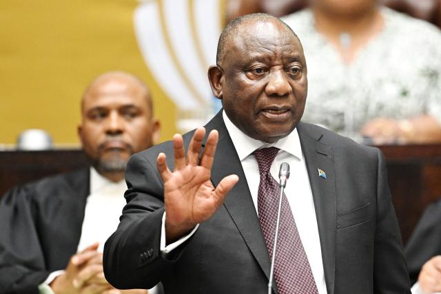 (251106) -- CAPE TOWN, Nov. 6, 2025 (Xinhua) -- South African President Cyril Ramaphosa speaks during a question-and-answer session in the National Assembly in Cape Town, South Africa, Nov. 6, 2025. Ramaphosa said on Thursday that the upcoming Group of 20 (G20) Leaders' Summit is expected to take concrete steps to reform the global financial system while addressing the deepening divide of global wealth and income inequality. (Photo by Xabiso Mkhabela/Xinhua)