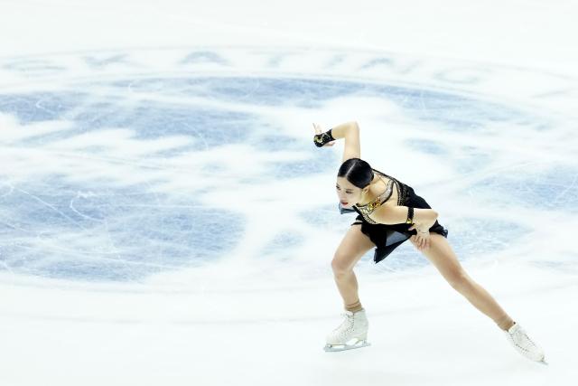 (251107) -- OSAKA, Nov. 7, 2025 (Xinhua) -- You Young of South Korea performs during the women's short program at ISU Grand Prix of Figure Skating NHK Trophy 2025 in Osaka, Japan, Nov. 7, 2025. (Xinhua/Jia Haocheng)
