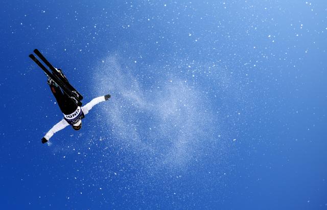 (251108) -- BEIJING, Nov. 8, 2025 (Xinhua) -- Wang Xindi of team China attends a training session of freestyle skiing aerials for the Milano-Cortina 2026 Olympic Winter Games in Arxan, north China's Inner Mongolia Autonomous Region, Nov. 6, 2025. (Xinhua/Fei Maohua)