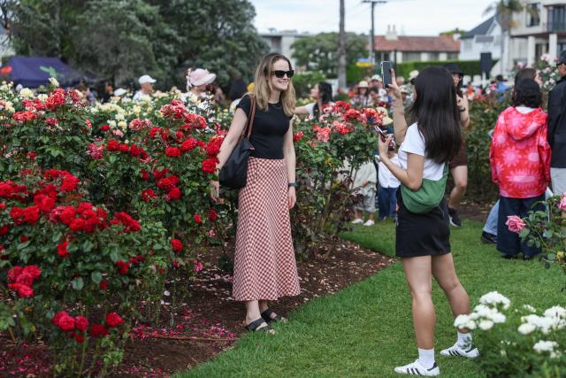 (251109) -- AUCKLAND, Nov. 9, 2025 (Xinhua) -- People visit the Parnell Rose Garden in Auckland, New Zealand, Nov. 9, 2025. (Xinhua/Long Lei)