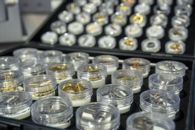 (251109) -- SHANGHAI, Nov. 9, 2025 (Xinhua) -- This photo shows precision components at the Innovation Incubation Special Section during the eighth China International Import Expo (CIIE) in east China's Shanghai, Nov. 9, 2025. The Innovation Incubation Special Section at this year's CIIE provides participating global startups and talents with technological innovation resources and cooperation opportunities to jointly explore and develop the Chinese market. (Xinhua/Ding He)