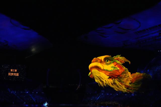 (251109) -- GUANGZHOU, Nov. 9, 2025 (Xinhua) -- Photo taken on Nov. 9, 2025 shows a scene of the opening ceremony of China's 15th National Games in Guangzhou, south China's Guangdong Province. (Xinhua/Sun Fei)
